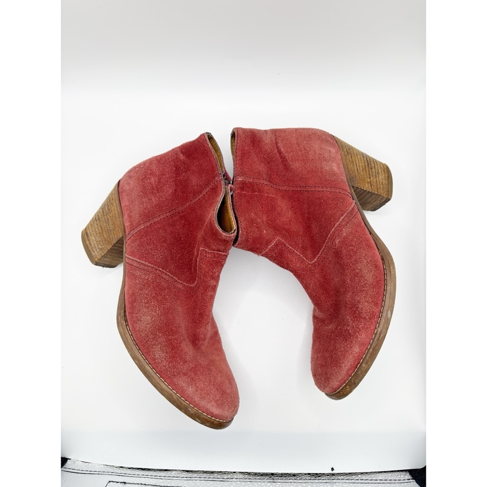 Madewell 1937 Cinnamon Red Suede Zip Up Booties‎